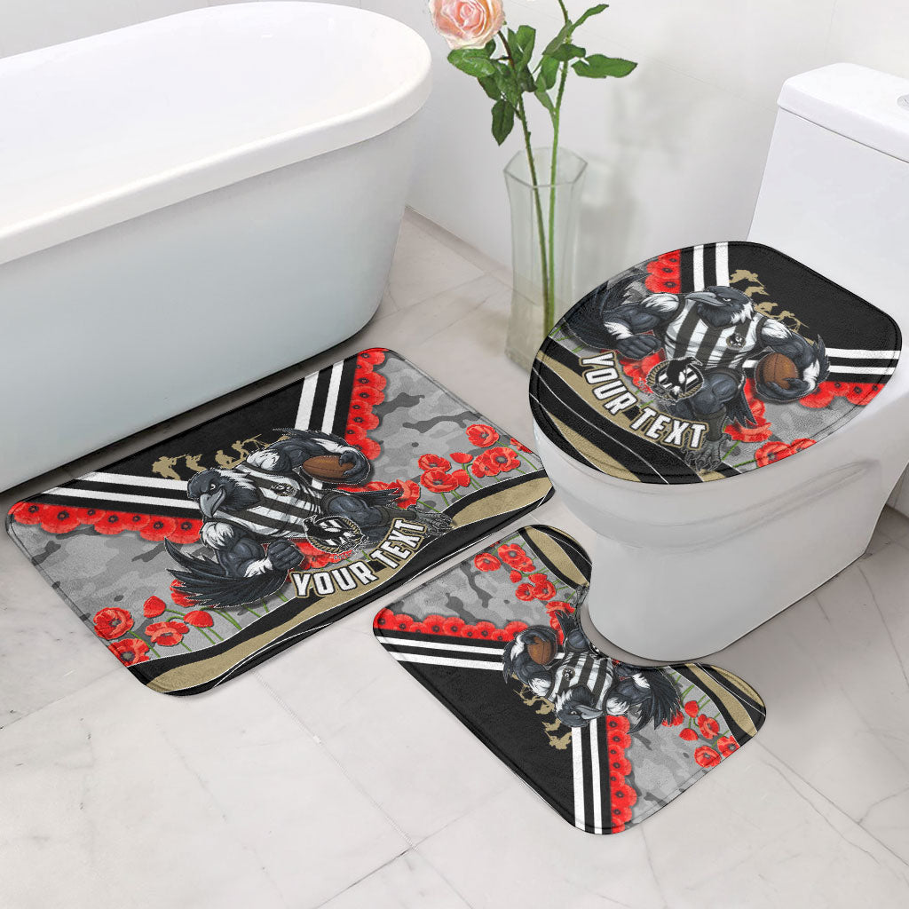 Personalised Collingwood Magpies ANZAC Bathroom Set Military Remembrance Australian Football Mascot Camouflage
