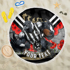 Personalised Collingwood Magpies ANZAC Beach Blanket Military Remembrance Australian Football Mascot Camouflage