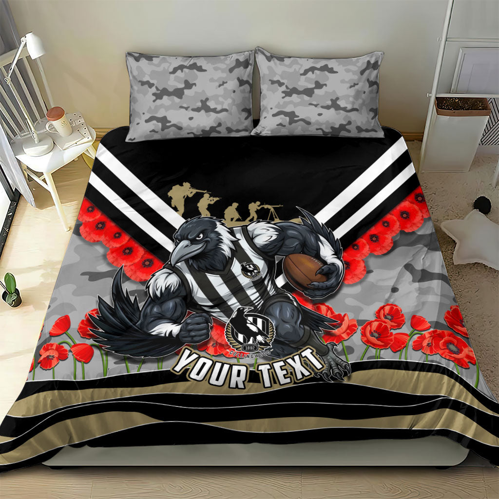 Personalised Collingwood Magpies ANZAC Bedding Set Military Remembrance Australian Football Mascot Camouflage