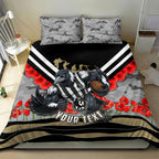 Personalised Collingwood Magpies ANZAC Bedding Set Military Remembrance Australian Football Mascot Camouflage