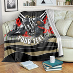 Personalised Collingwood Magpies ANZAC Blanket Military Remembrance Australian Football Mascot Camouflage