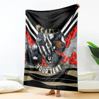 Personalised Collingwood Magpies ANZAC Blanket Military Remembrance Australian Football Mascot Camouflage