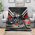 Personalised Collingwood Magpies ANZAC Blanket Military Remembrance Australian Football Mascot Camouflage