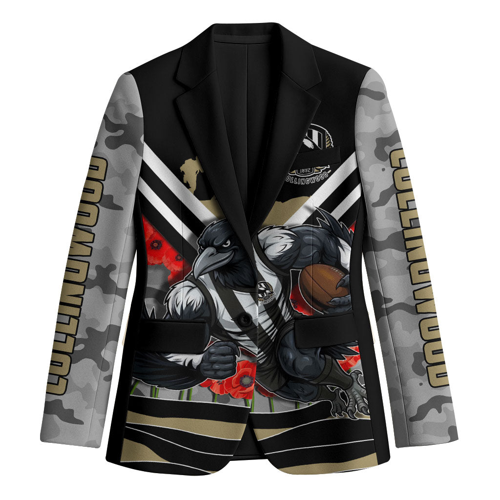 Personalised Collingwood Magpies ANZAC Blazer Military Remembrance Australian Football Mascot Camouflage