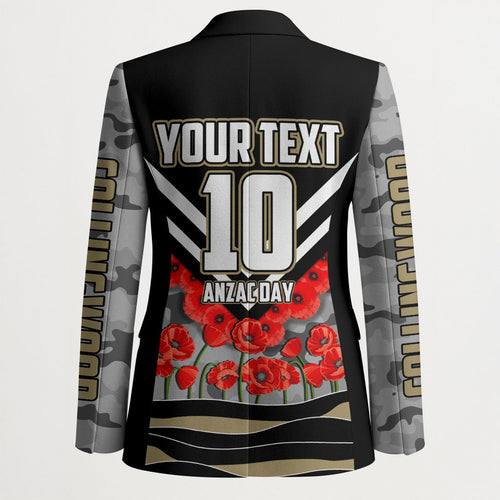 Personalised Collingwood Magpies ANZAC Blazer Military Remembrance Australian Football Mascot Camouflage