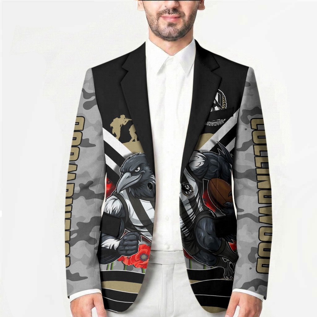 Personalised Collingwood Magpies ANZAC Blazer Military Remembrance Australian Football Mascot Camouflage