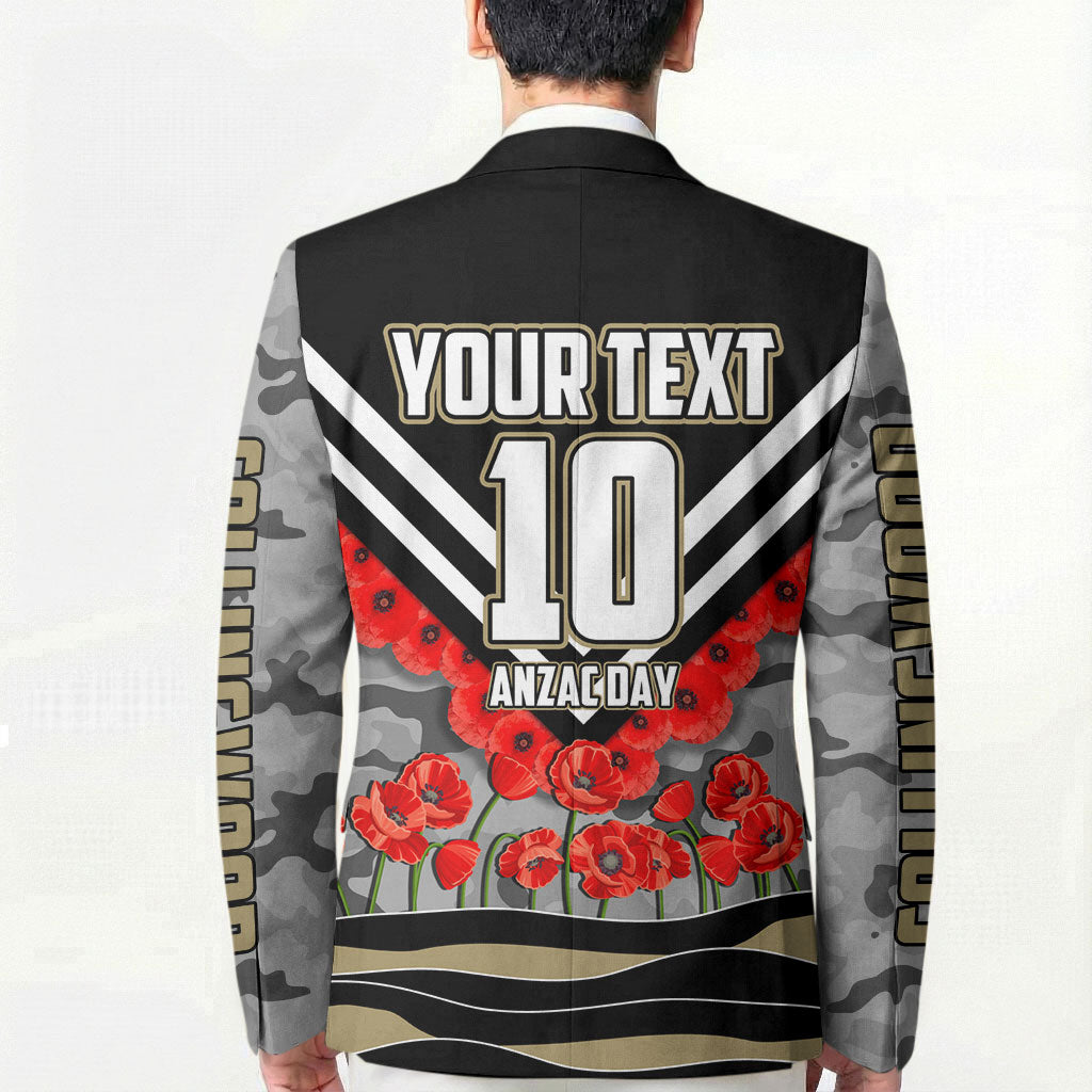 Personalised Collingwood Magpies ANZAC Blazer Military Remembrance Australian Football Mascot Camouflage
