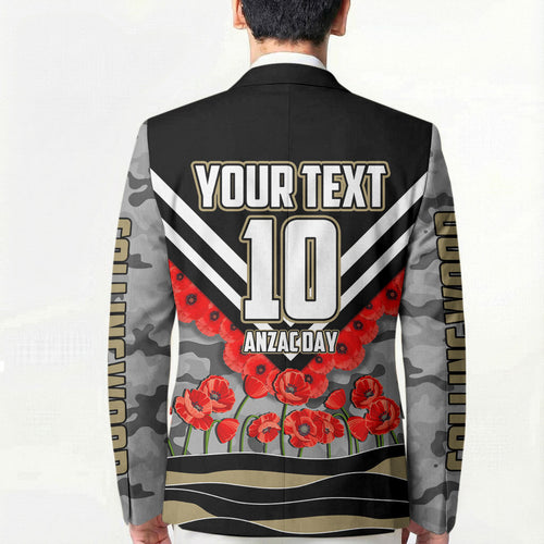 Personalised Collingwood Magpies ANZAC Blazer Military Remembrance Australian Football Mascot Camouflage