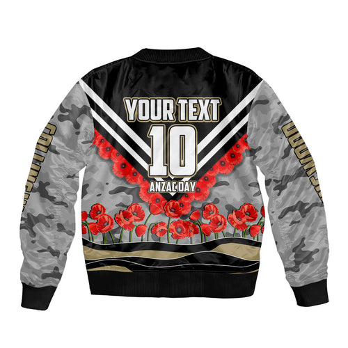 Personalised Collingwood Magpies ANZAC Bomber Jacket Military Remembrance Australian Football Mascot Camouflage