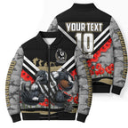 Personalised Collingwood Magpies ANZAC Bomber Puffer Jacket Military Remembrance Australian Football Mascot Camouflage