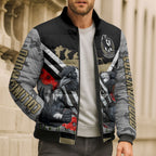 Personalised Collingwood Magpies ANZAC Bomber Puffer Jacket Military Remembrance Australian Football Mascot Camouflage