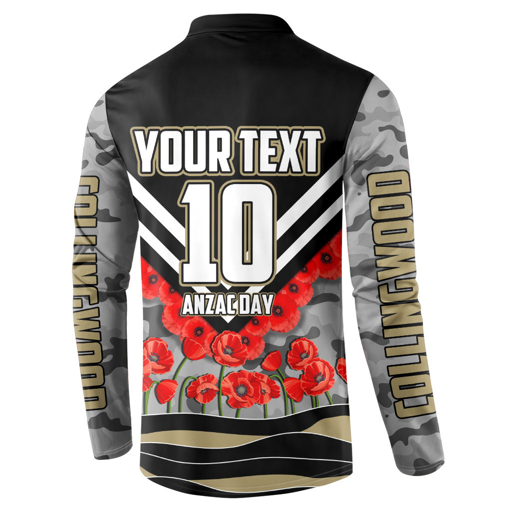 Personalised Collingwood Magpies ANZAC Button Sweatshirt Military Remembrance Australian Football Mascot Camouflage