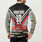 Personalised Collingwood Magpies ANZAC Button Sweatshirt Military Remembrance Australian Football Mascot Camouflage