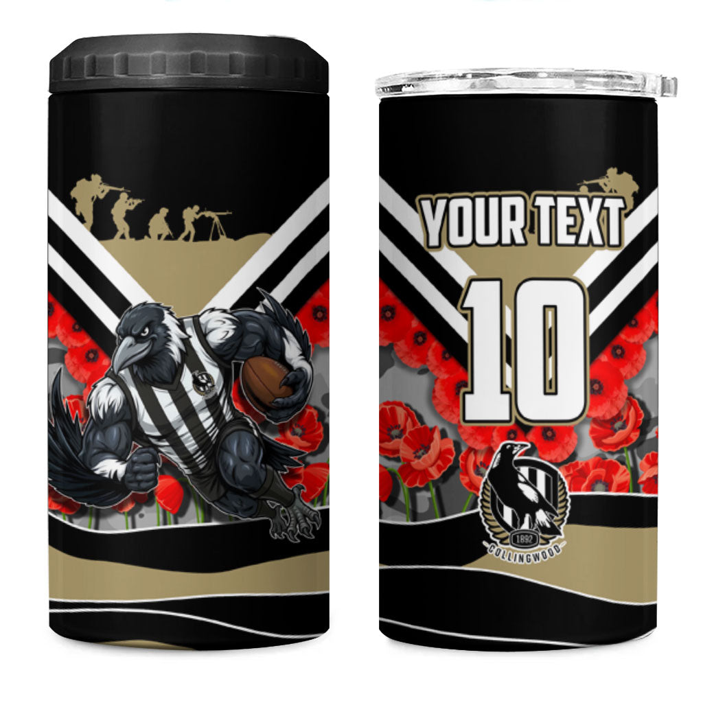 Personalised Collingwood Magpies ANZAC 4 in 1 Can Cooler Tumbler Military Remembrance Australian Football Mascot Camouflage