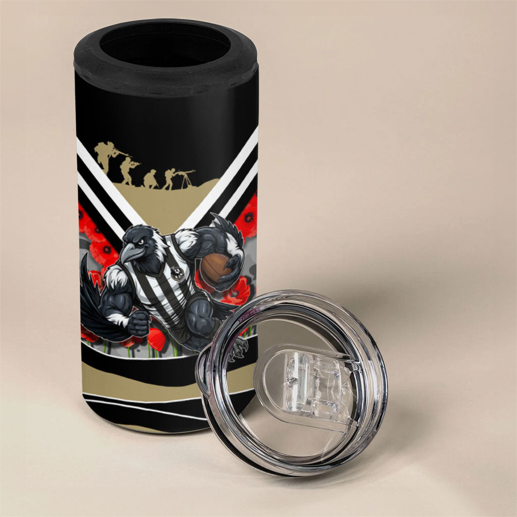 Personalised Collingwood Magpies ANZAC 4 in 1 Can Cooler Tumbler Military Remembrance Australian Football Mascot Camouflage