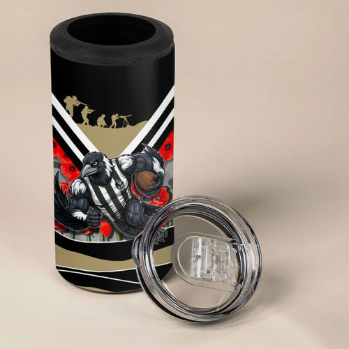 Personalised Collingwood Magpies ANZAC 4 in 1 Can Cooler Tumbler Military Remembrance Australian Football Mascot Camouflage
