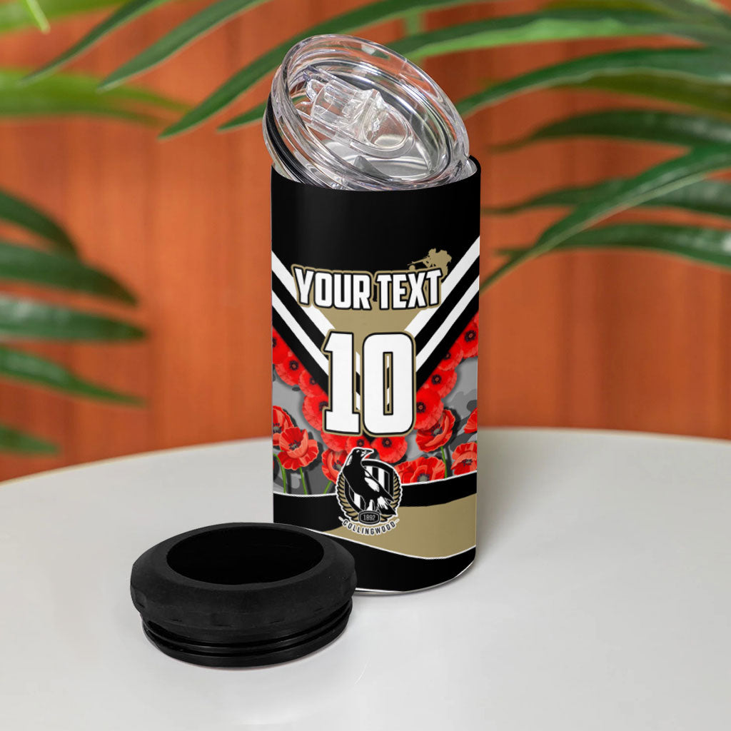 Personalised Collingwood Magpies ANZAC 4 in 1 Can Cooler Tumbler Military Remembrance Australian Football Mascot Camouflage