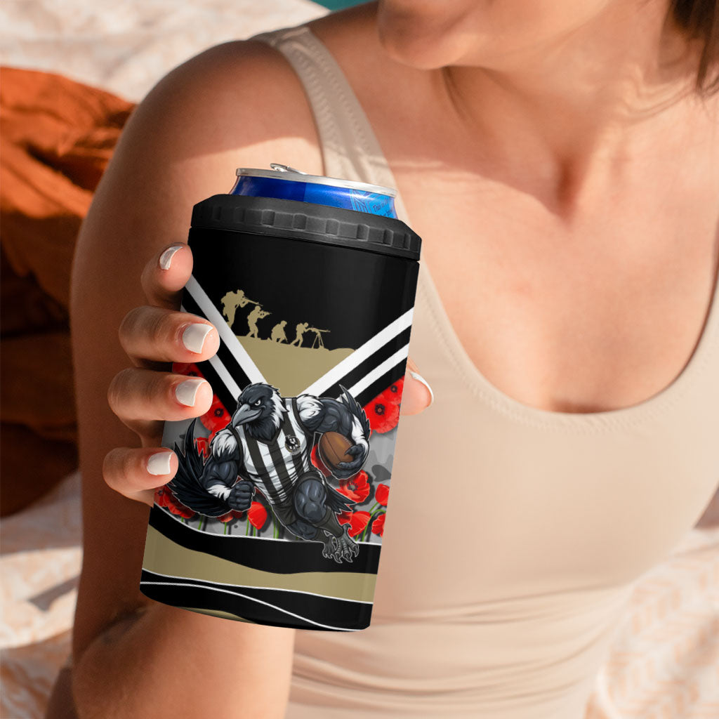 Personalised Collingwood Magpies ANZAC 4 in 1 Can Cooler Tumbler Military Remembrance Australian Football Mascot Camouflage