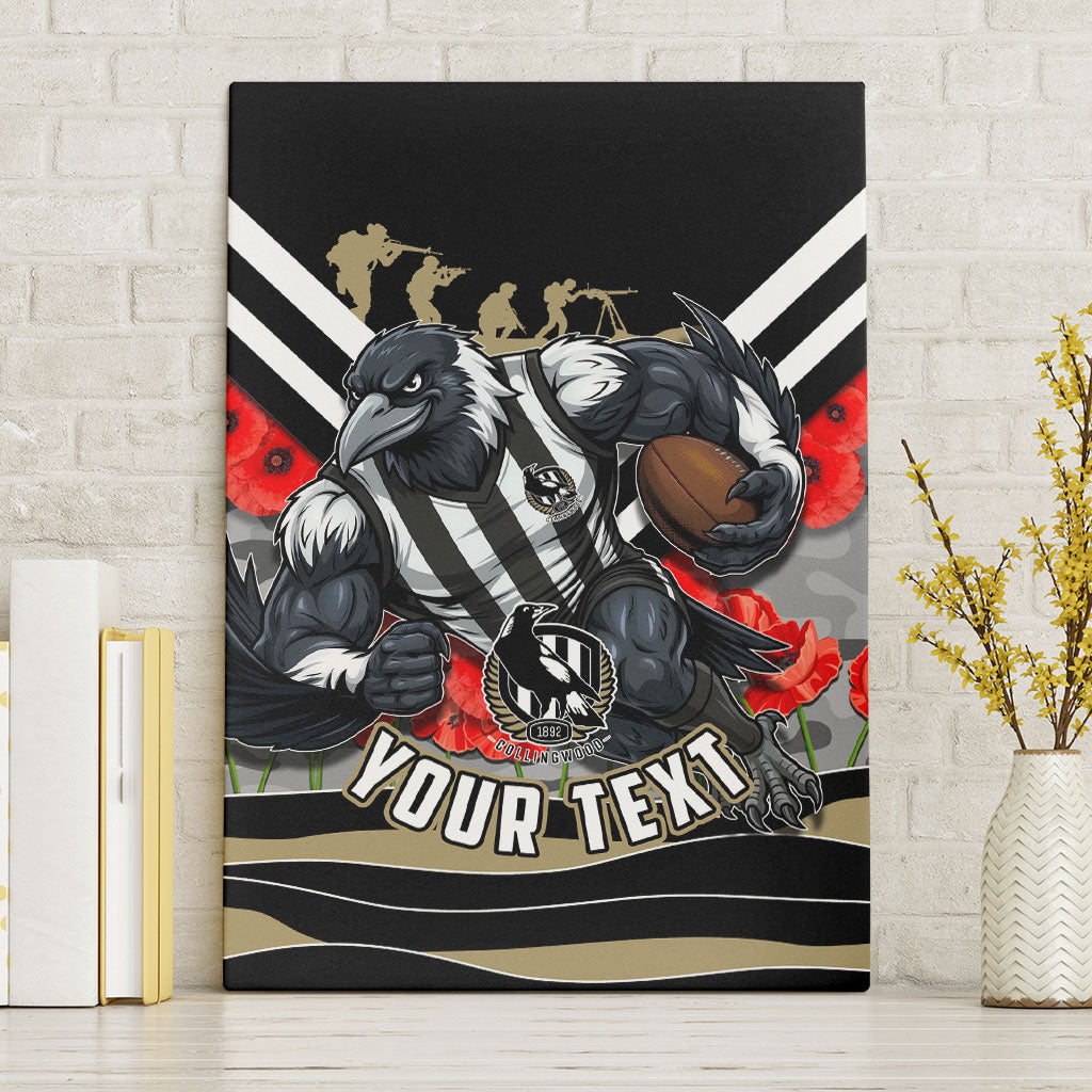 Personalised Collingwood Magpies ANZAC Canvas Wall Art Military Remembrance Australian Football Mascot Camouflage