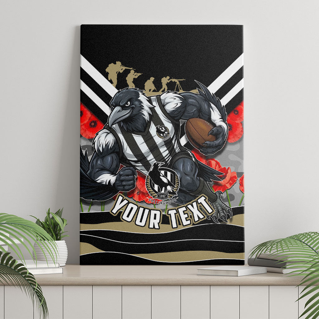 Personalised Collingwood Magpies ANZAC Canvas Wall Art Military Remembrance Australian Football Mascot Camouflage