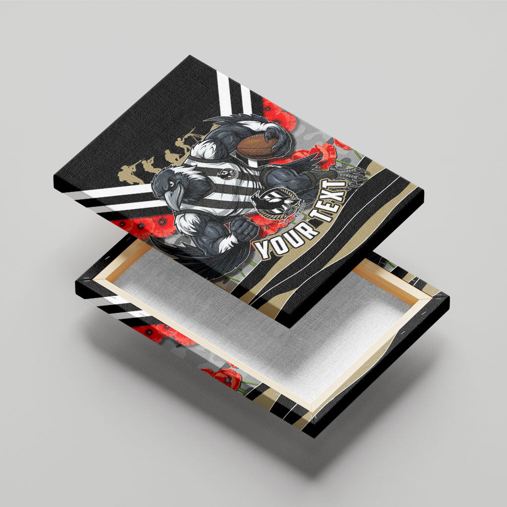 Personalised Collingwood Magpies ANZAC Canvas Wall Art Military Remembrance Australian Football Mascot Camouflage