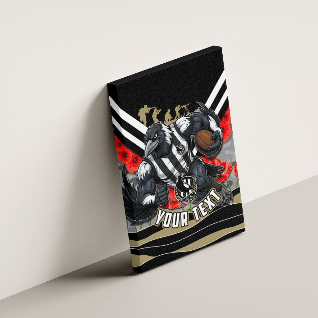 Personalised Collingwood Magpies ANZAC Canvas Wall Art Military Remembrance Australian Football Mascot Camouflage