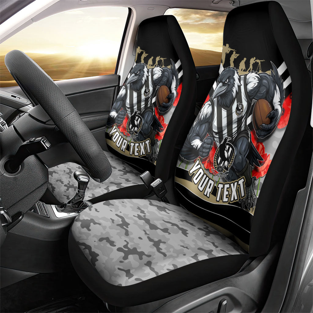 Personalised Collingwood Magpies ANZAC Car Seat Cover Military Remembrance Australian Football Mascot Camouflage