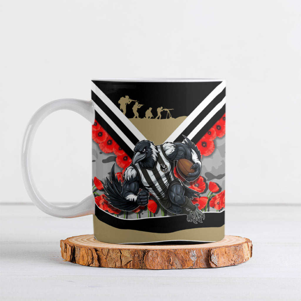 Personalised Collingwood Magpies ANZAC Ceramic Mug Military Remembrance Australian Football Mascot Camouflage