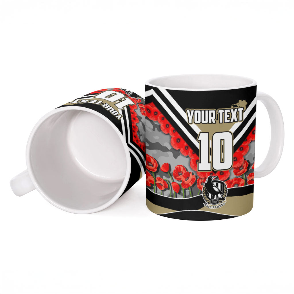 Personalised Collingwood Magpies ANZAC Ceramic Mug Military Remembrance Australian Football Mascot Camouflage