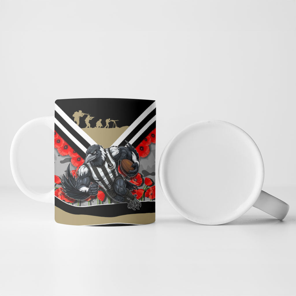 Personalised Collingwood Magpies ANZAC Ceramic Mug Military Remembrance Australian Football Mascot Camouflage