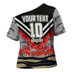 Personalised Collingwood Magpies ANZAC Cross Shoulder Shirt Military Remembrance Australian Football Mascot Camouflage
