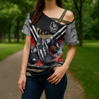 Personalised Collingwood Magpies ANZAC Cross Shoulder Shirt Military Remembrance Australian Football Mascot Camouflage