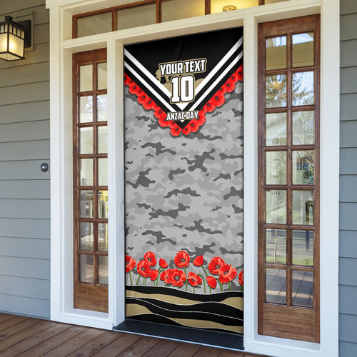 Personalised Collingwood Magpies ANZAC Door Cover Military Remembrance Australian Football Mascot Camouflage