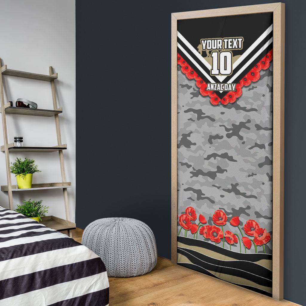 Personalised Collingwood Magpies ANZAC Door Cover Military Remembrance Australian Football Mascot Camouflage