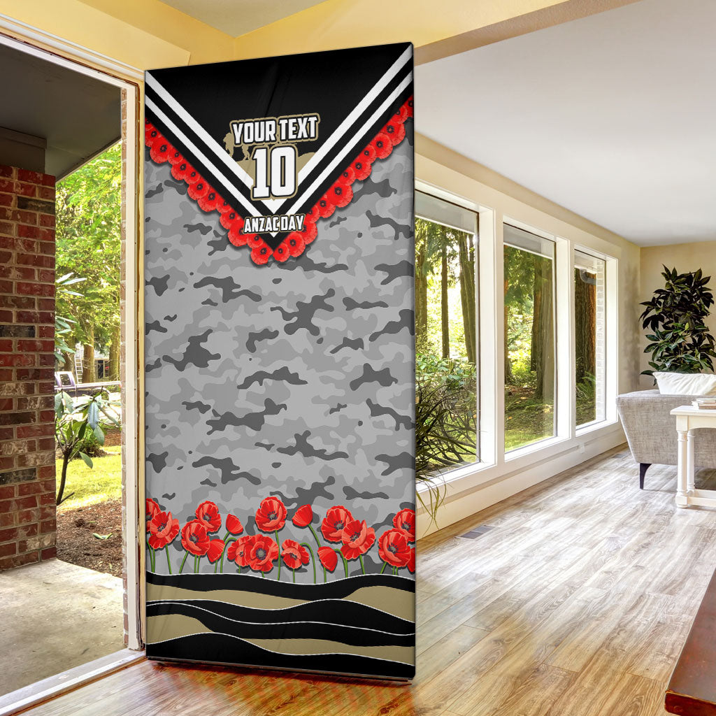 Personalised Collingwood Magpies ANZAC Door Cover Military Remembrance Australian Football Mascot Camouflage