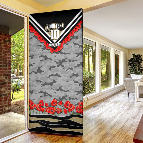Personalised Collingwood Magpies ANZAC Door Cover Military Remembrance Australian Football Mascot Camouflage