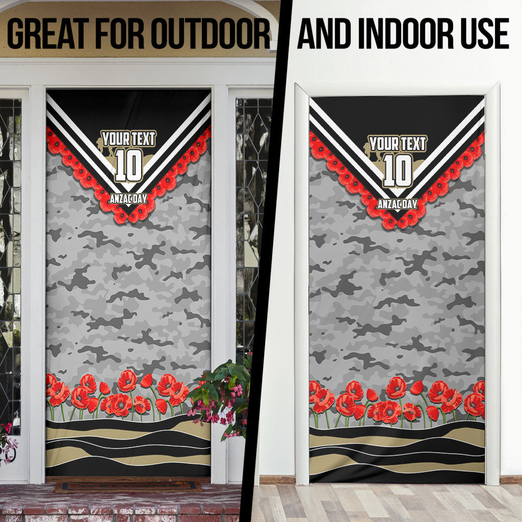 Personalised Collingwood Magpies ANZAC Door Cover Military Remembrance Australian Football Mascot Camouflage