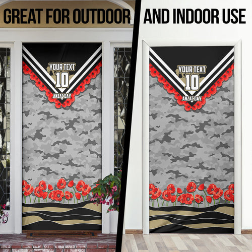 Personalised Collingwood Magpies ANZAC Door Cover Military Remembrance Australian Football Mascot Camouflage