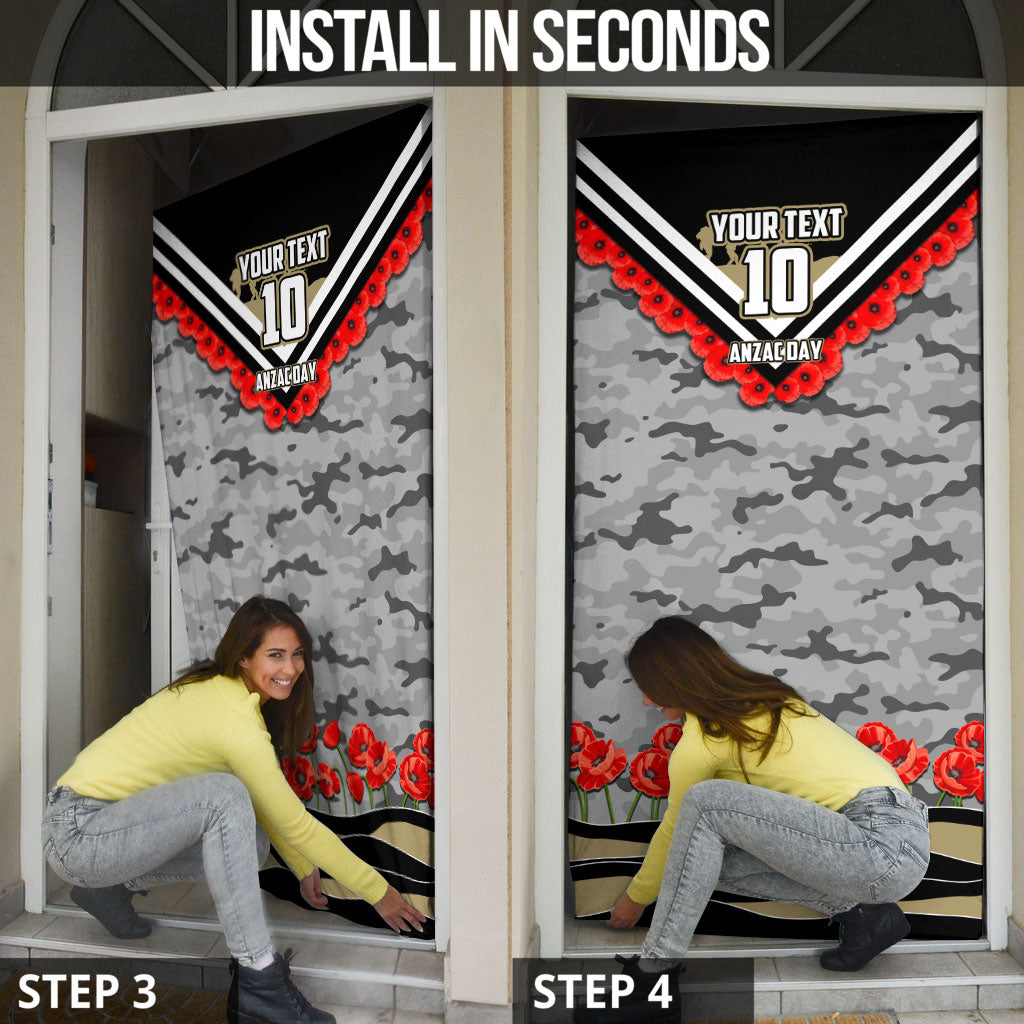 Personalised Collingwood Magpies ANZAC Door Cover Military Remembrance Australian Football Mascot Camouflage