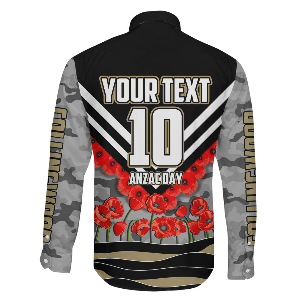 Personalised Collingwood Magpies ANZAC Family Matching Mermaid Dress and Hawaiian Shirt Military Remembrance Australian Football Mascot Camouflage
