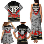 Personalised Collingwood Magpies ANZAC Family Matching Tank Maxi Dress and Hawaiian Shirt Military Remembrance Australian Football Mascot Camouflage