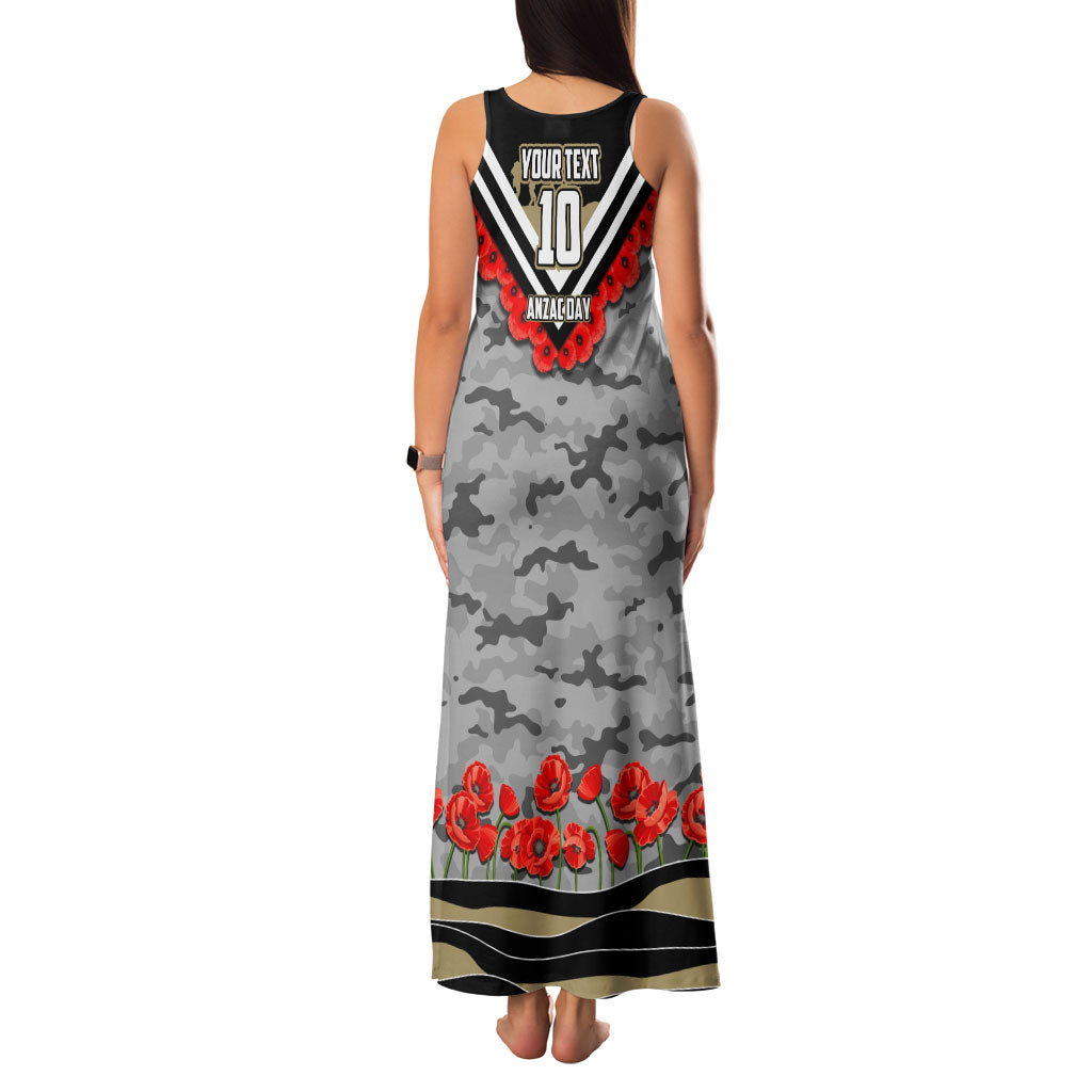Personalised Collingwood Magpies ANZAC Family Matching Tank Maxi Dress and Hawaiian Shirt Military Remembrance Australian Football Mascot Camouflage