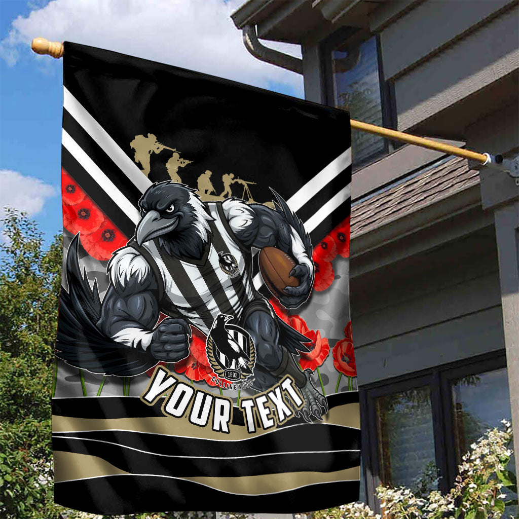Personalised Collingwood Magpies ANZAC Garden Flag Military Remembrance Australian Football Mascot Camouflage