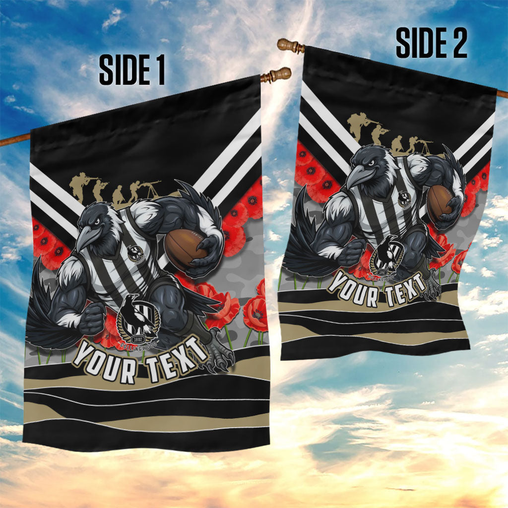 Personalised Collingwood Magpies ANZAC Garden Flag Military Remembrance Australian Football Mascot Camouflage