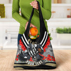 Personalised Collingwood Magpies ANZAC Grocery Bag Military Remembrance Australian Football Mascot Camouflage