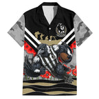 Personalised Collingwood Magpies ANZAC Hawaiian Shirt Military Remembrance Australian Football Mascot Camouflage