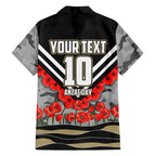 Personalised Collingwood Magpies ANZAC Hawaiian Shirt Military Remembrance Australian Football Mascot Camouflage