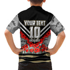 Personalised Collingwood Magpies ANZAC Hawaiian Shirt Military Remembrance Australian Football Mascot Camouflage