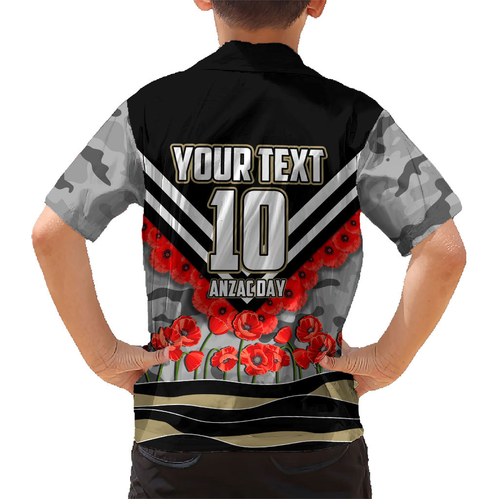 Personalised Collingwood Magpies ANZAC Hawaiian Shirt Military Remembrance Australian Football Mascot Camouflage