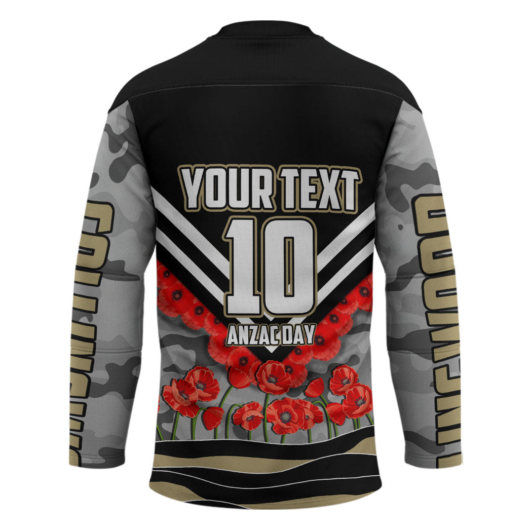 Personalised Collingwood Magpies ANZAC Hockey Jersey Military Remembrance Australian Football Mascot Camouflage